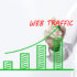 Website metrics bar chart indicating increased online traffic